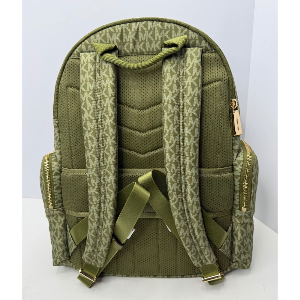 Michael Kors Prescott LG Backpack Smokey Olive  Leather Trim Gold Hardware - Picture 3 of 13